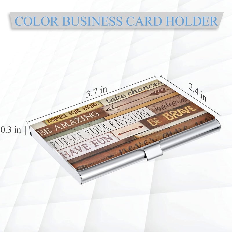 Xavier Business Card Holder，Color Printing Men's and Women's Business Card Case，Ultra-Thin Metal Business Card Organizer，Carry-on Pocket Wallet Business Card Holder,Inspirational Mottoes - Image 2